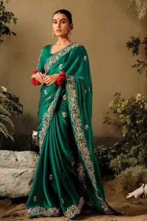 Emerald Grace Banarasi Silk Work Saree