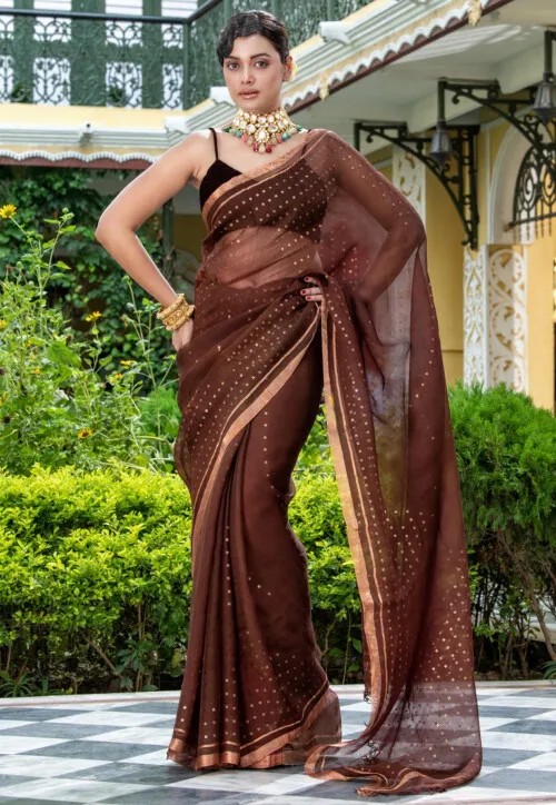Hazel Luxe Dark Silk Saree