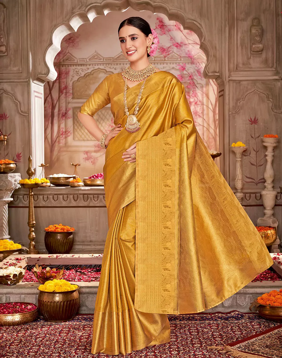 Sunshine Yellow Glow Light Silk Saree