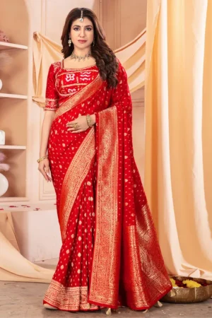 Red Majesty Pure Silk Banarasi Saree